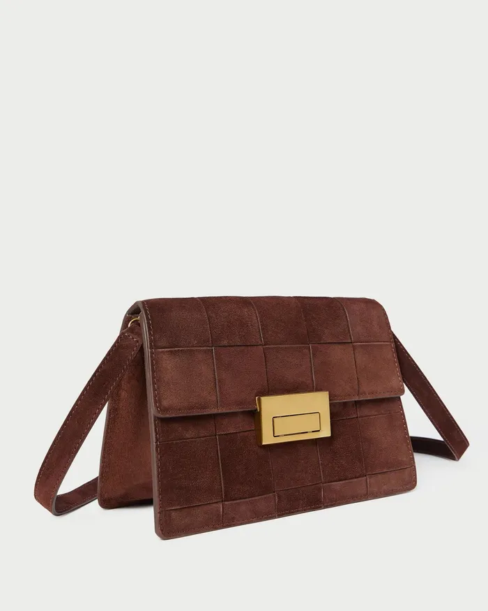 Loeffler Randall Delpine Espresso Woven Suede Shoulder Bag Women Shoulder Bags Loeffler Randall Delpine Espresso Woven Suede Shoulder Bag Women Shoulder Bags