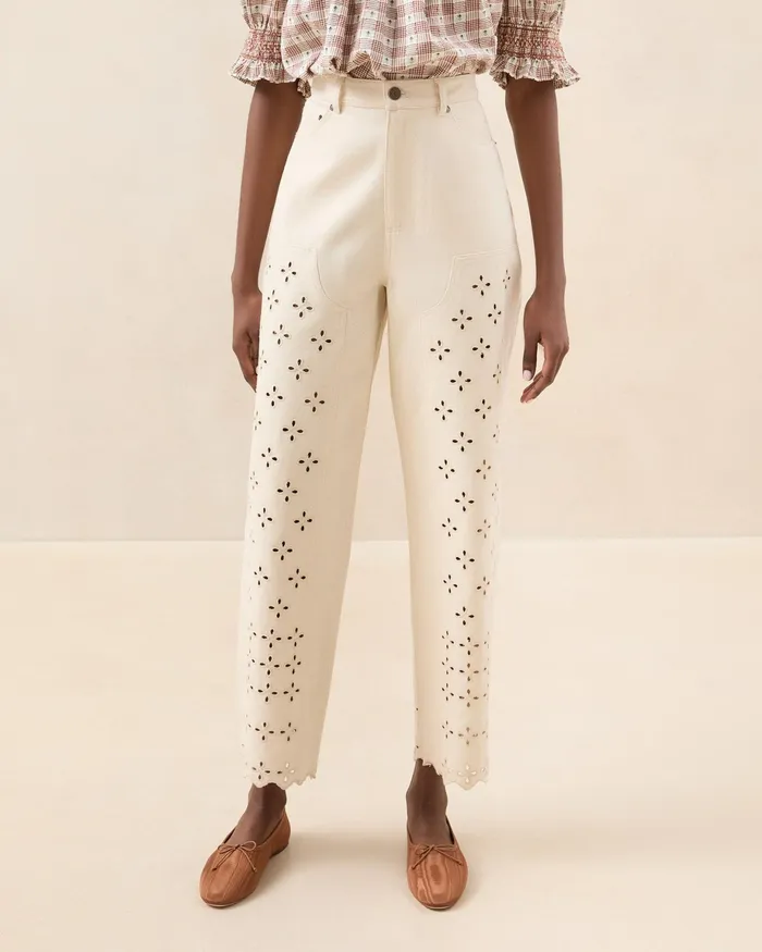 Loeffler Randall Demi Natural Embroidered Pant L Bottoms L Apparel Women Bottoms Loeffler Randall Demi Natural Embroidered Pant L Bottoms L Apparel Women Bottoms