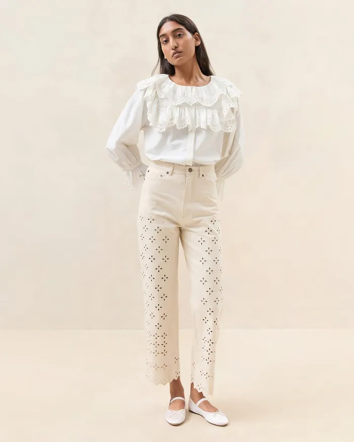Loeffler Randall Demi Natural Embroidered Pant L Bottoms L Apparel Women Bottoms Loeffler Randall Demi Natural Embroidered Pant L Bottoms L Apparel Women Bottoms