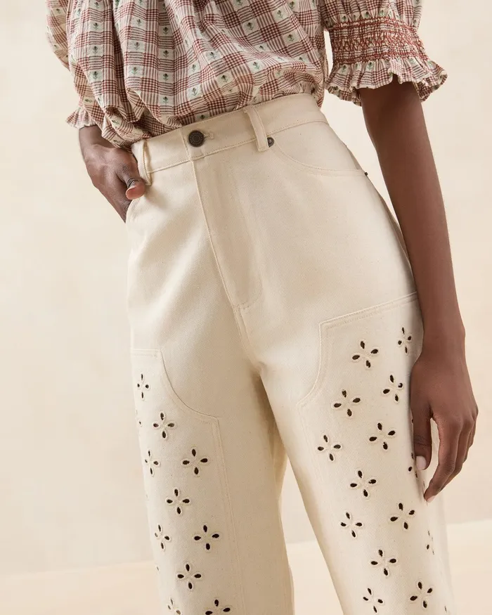 Loeffler Randall Demi Natural Embroidered Pant L Bottoms L Apparel Women Bottoms Loeffler Randall Demi Natural Embroidered Pant L Bottoms L Apparel Women Bottoms