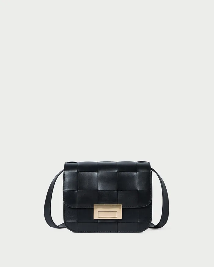 Loeffler Randall Desi Black Woven Leather Crossbody Women Crossbodies