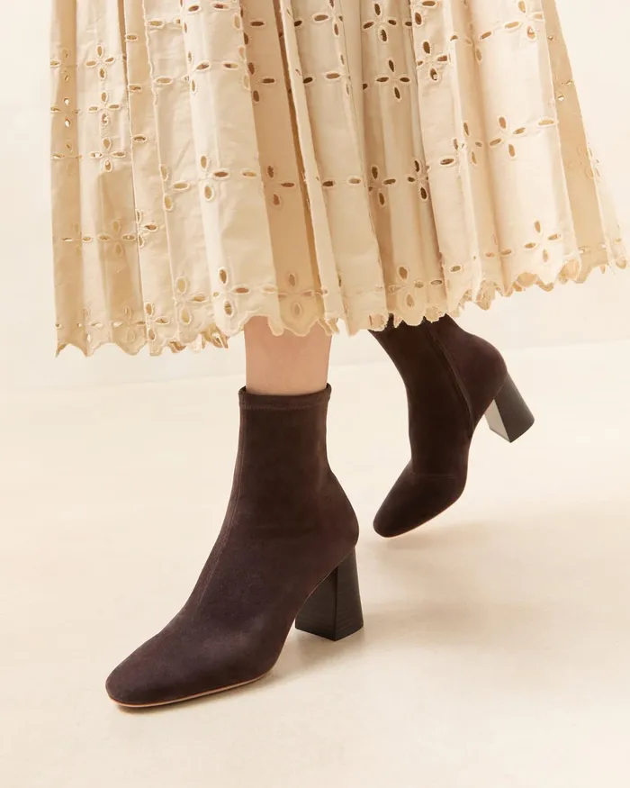 Loeffler Randall Elise Dark Brown Stretch Bootie Women Boots Loeffler Randall Elise Dark Brown Stretch Bootie Women Boots