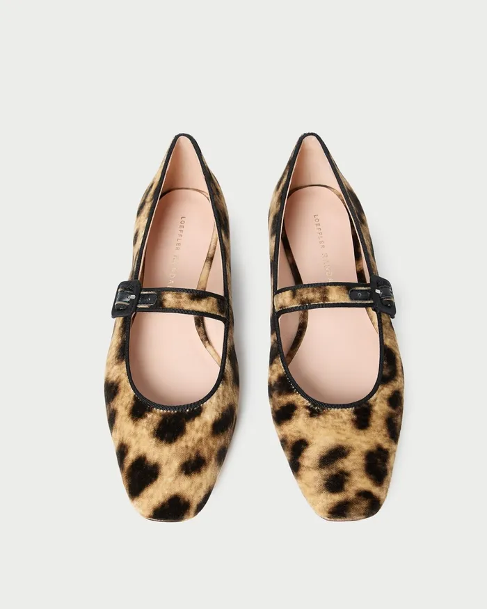 Loeffler Randall Ginger Leopard Velvet Mary Jane Women Flats and Loafers