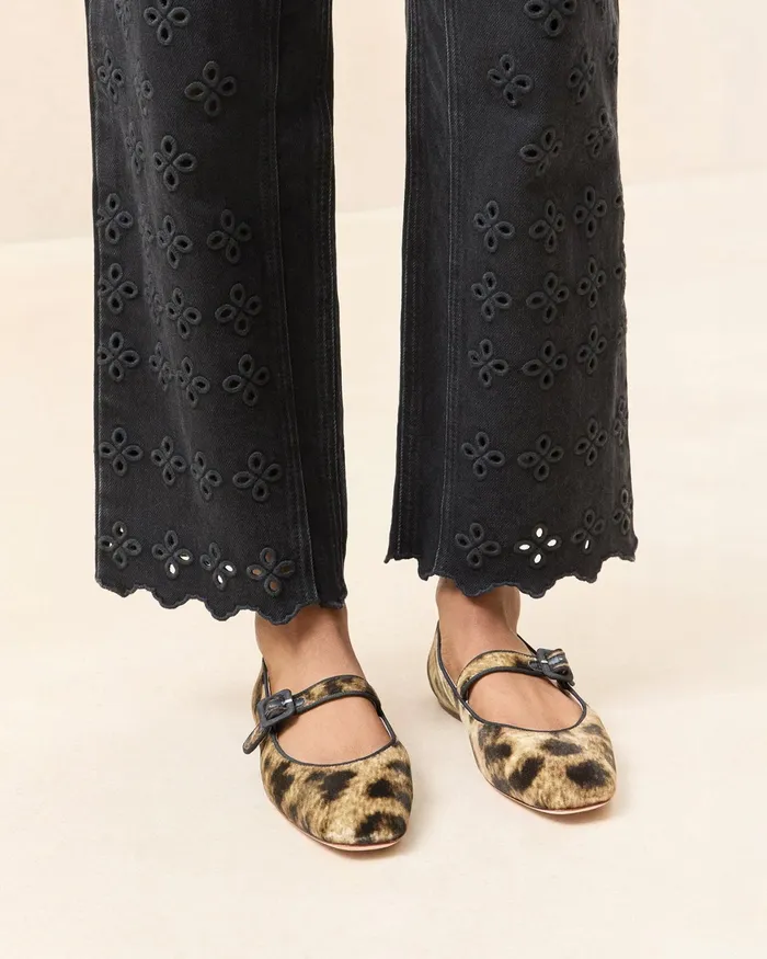 Loeffler Randall Ginger Leopard Velvet Mary Jane Women Flats and Loafers Loeffler Randall Ginger Leopard Velvet Mary Jane Women Flats and Loafers