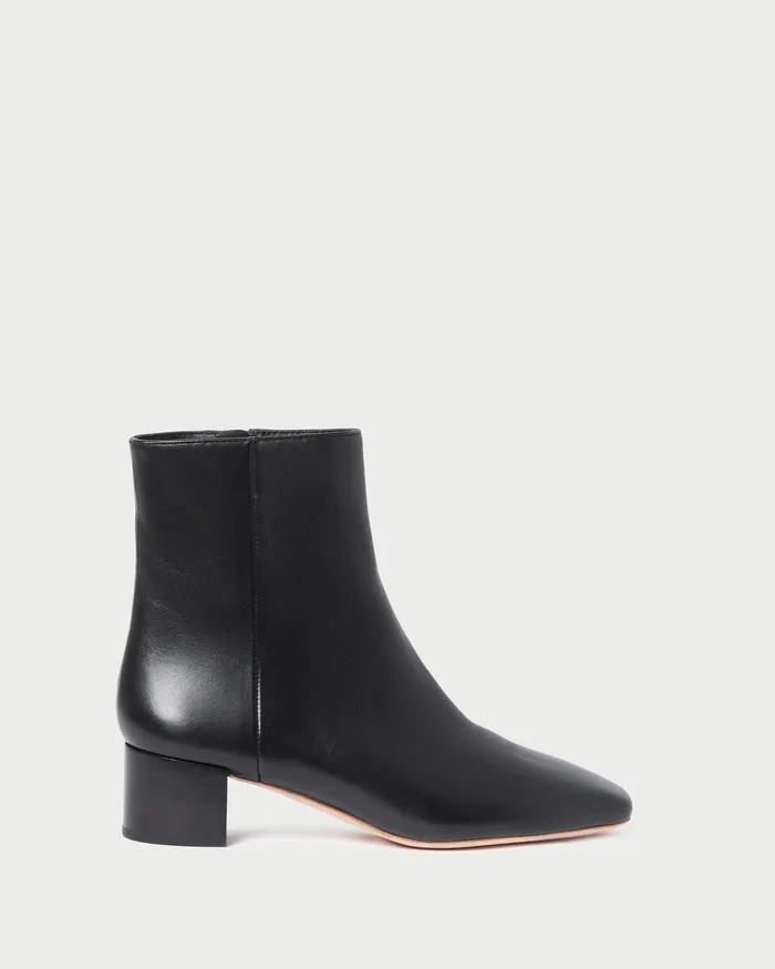 Loeffler Randall Ginny Black Leather Ankle Boot Women Boots
