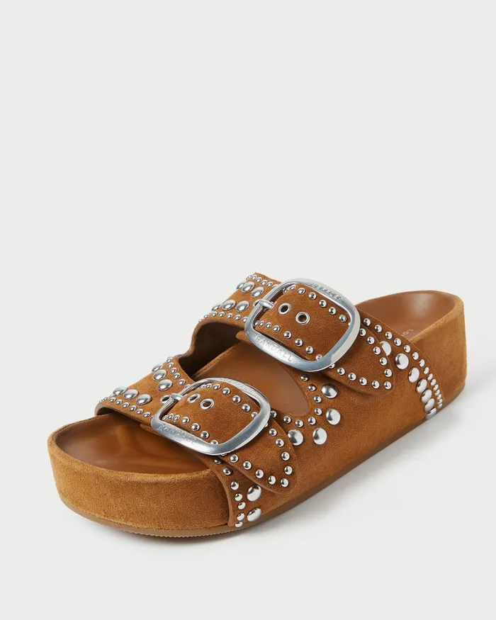 Loeffler Randall Jack Cacao Suede Studded Sandal L Flat Sandals L Footwear Women Flat Sandals Loeffler Randall Jack Cacao Suede Studded Sandal L Flat Sandals L Footwear Women Flat Sandals