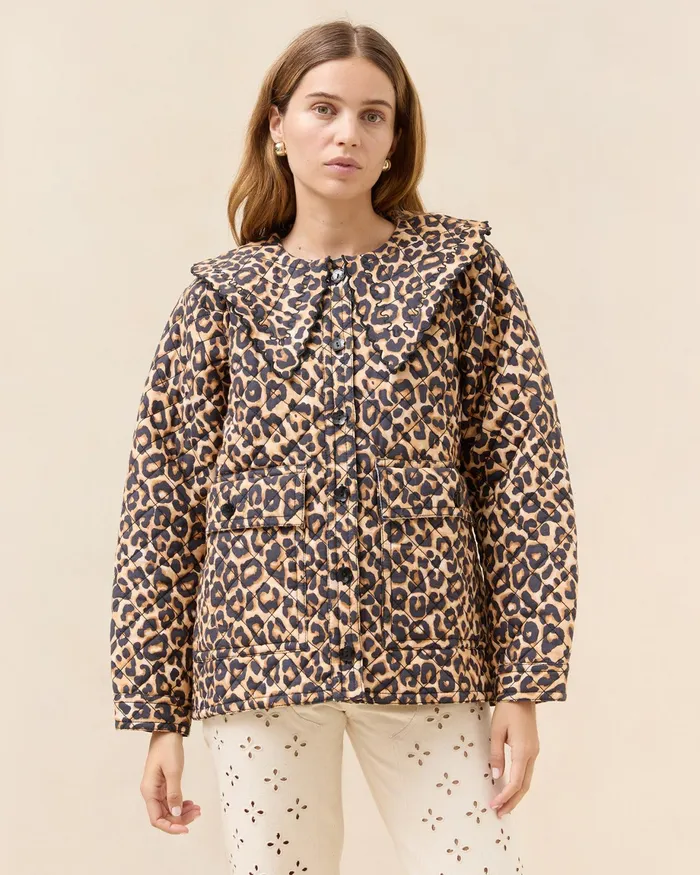 Loeffler Randall James Watercolor Leopard Workwear Jacket Women Outerwear
