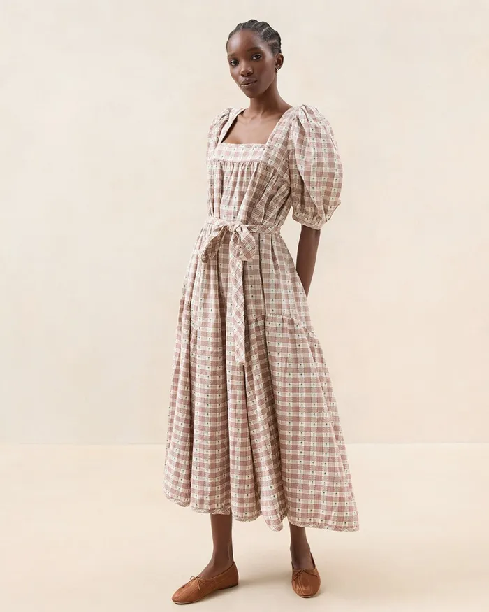 Loeffler Randall Jessa Brown Tulip Gingham Dress I Dresses I Apparel Women Dresses Loeffler Randall Jessa Brown Tulip Gingham Dress I Dresses I Apparel Women Dresses