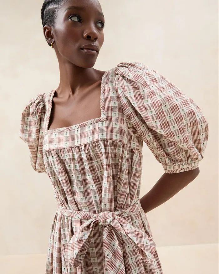 Loeffler Randall Jessa Brown Tulip Gingham Dress I Dresses I Apparel Women Dresses Loeffler Randall Jessa Brown Tulip Gingham Dress I Dresses I Apparel Women Dresses