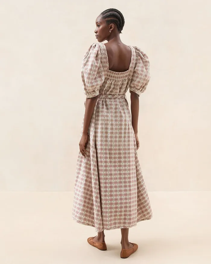 Loeffler Randall Jessa Brown Tulip Gingham Dress I Dresses I Apparel Women Dresses Loeffler Randall Jessa Brown Tulip Gingham Dress I Dresses I Apparel Women Dresses