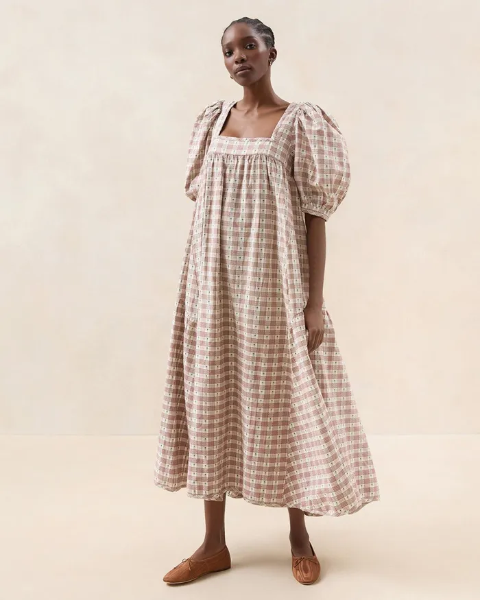 Loeffler Randall Jessa Brown Tulip Gingham Dress I Dresses I Apparel Women Dresses Loeffler Randall Jessa Brown Tulip Gingham Dress I Dresses I Apparel Women Dresses