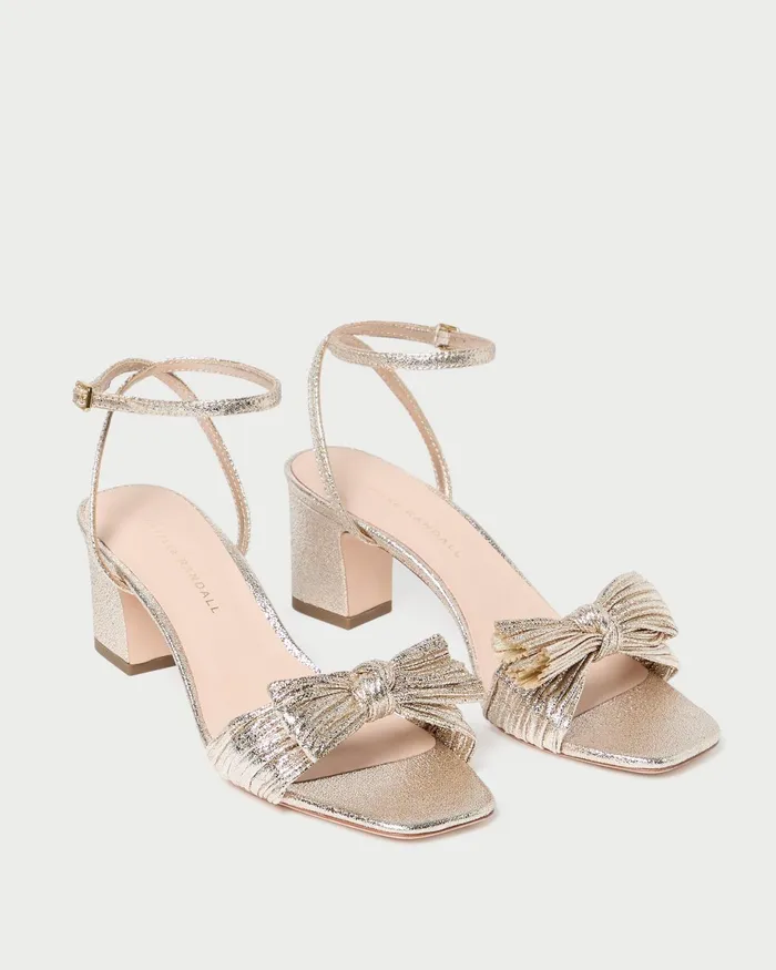 Loeffler Randall Kimora Champagne Pleated Bow Heel I Heeled Sandals I Footwear Women Heeled Sandals Loeffler Randall Kimora Champagne Pleated Bow Heel I Heeled Sandals I Footwear Women Heeled Sandals