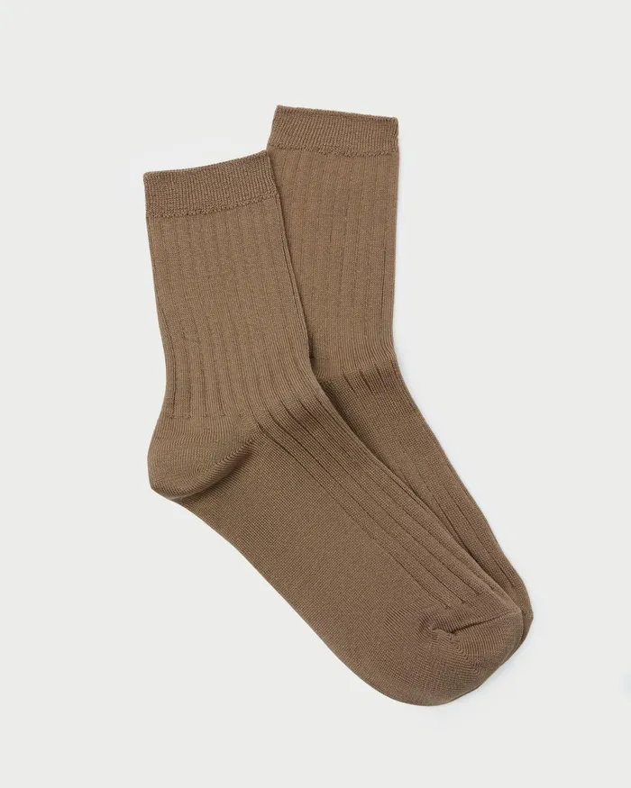 Loeffler Randall Le Bon Shoppe Dark Tan Trouser Sock Women Soft Accessories