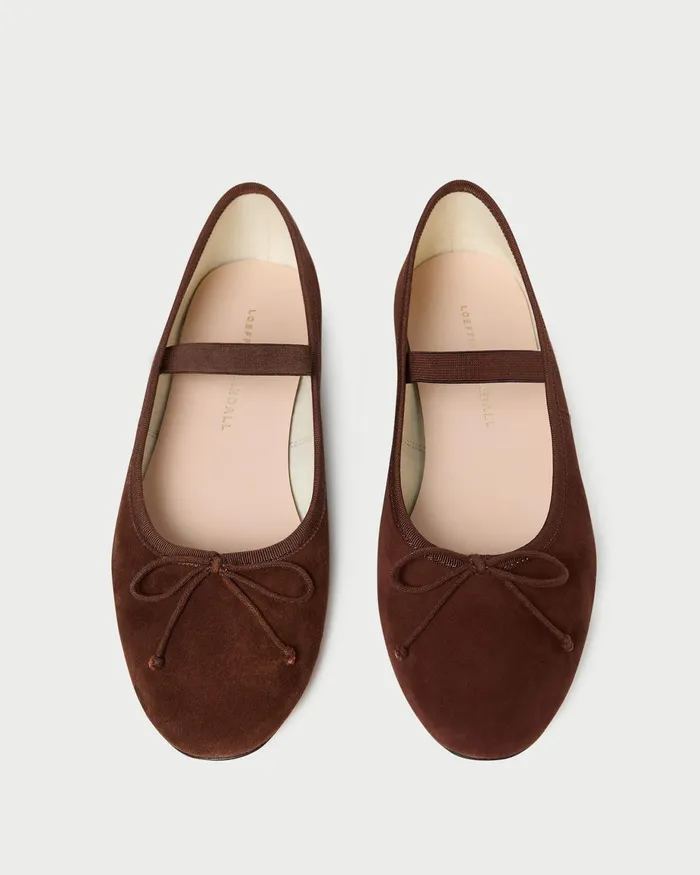 Loeffler Randall Leonie Espresso Suede Ballet Flat Women Flats and Loafers