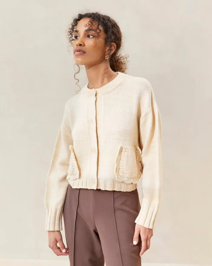 Loeffler Randall Lo CreamBrown Collared Cardigan L Sweaters and Knits L Apparel Women Knitwear Loeffler Randall Lo CreamBrown Collared Cardigan L Sweaters and Knits L Apparel Women Knitwear