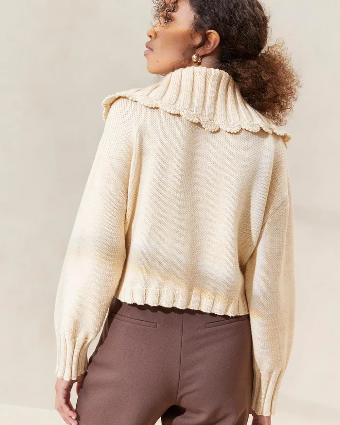 Loeffler Randall Lo CreamBrown Collared Cardigan L Sweaters and Knits L Apparel Women Knitwear Loeffler Randall Lo CreamBrown Collared Cardigan L Sweaters and Knits L Apparel Women Knitwear