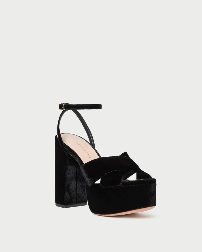 Loeffler Randall Loretta Black Velvet Platform Sandal Women Heeled Sandals Loeffler Randall Loretta Black Velvet Platform Sandal Women Heeled Sandals
