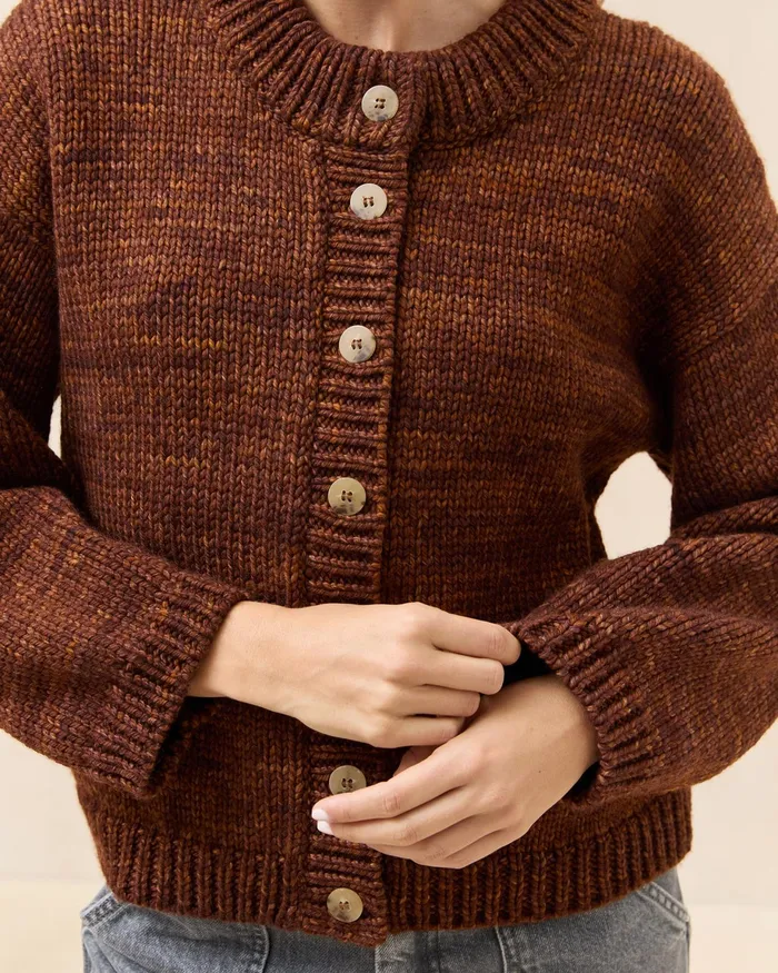 Loeffler Randall Maddie Brown Wool Cardigan Women Tops Loeffler Randall Maddie Brown Wool Cardigan Women Tops