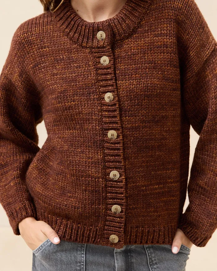 Loeffler Randall Maddie Brown Wool Cardigan Women Tops Loeffler Randall Maddie Brown Wool Cardigan Women Tops
