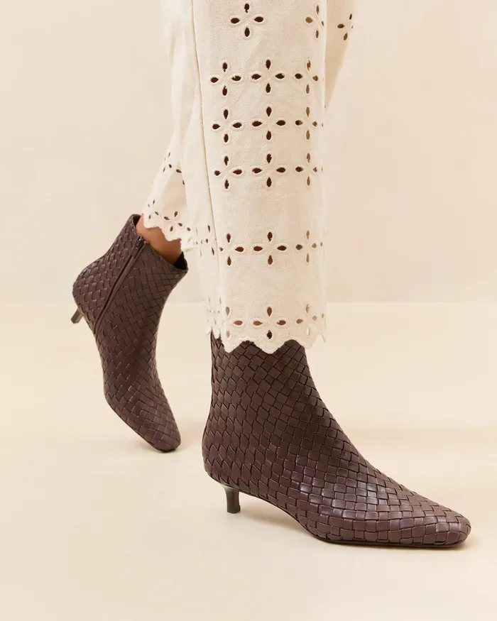 Loeffler Randall Marcella Espresso Woven Ankle Boot Women Boots Loeffler Randall Marcella Espresso Woven Ankle Boot Women Boots