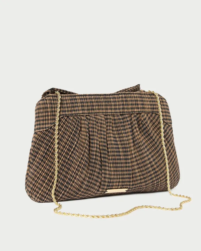 Loeffler Randall Rayne BrownBlack Pleated Bow Clutch Women Clutches Loeffler Randall Rayne BrownBlack Pleated Bow Clutch Women Clutches