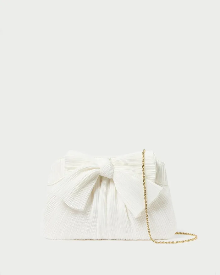 Loeffler Randall Rayne White Pleated Bow Clutch I Clutches I Handbags Women Clutches Loeffler Randall Rayne White Pleated Bow Clutch I Clutches I Handbags Women Clutches
