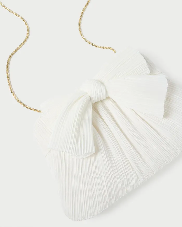 Loeffler Randall Rayne White Pleated Bow Clutch I Clutches I Handbags Women Clutches Loeffler Randall Rayne White Pleated Bow Clutch I Clutches I Handbags Women Clutches
