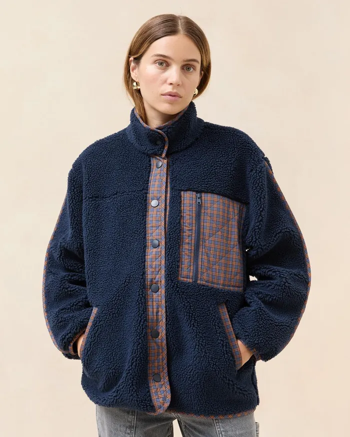 Loeffler Randall Rocky NavyRust Fleece Jacket Women Outerwear