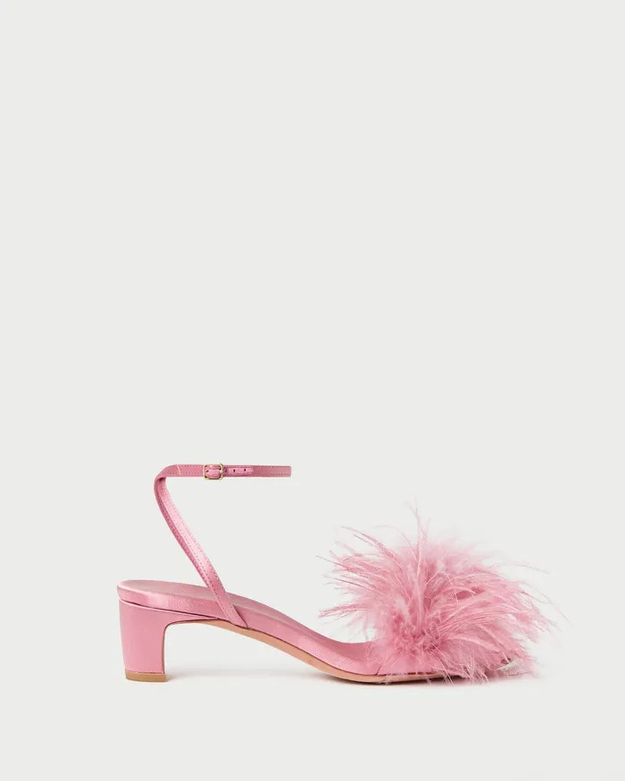 Loeffler Randall Senna Rose SatinFeather Sandal Women Heeled Sandals