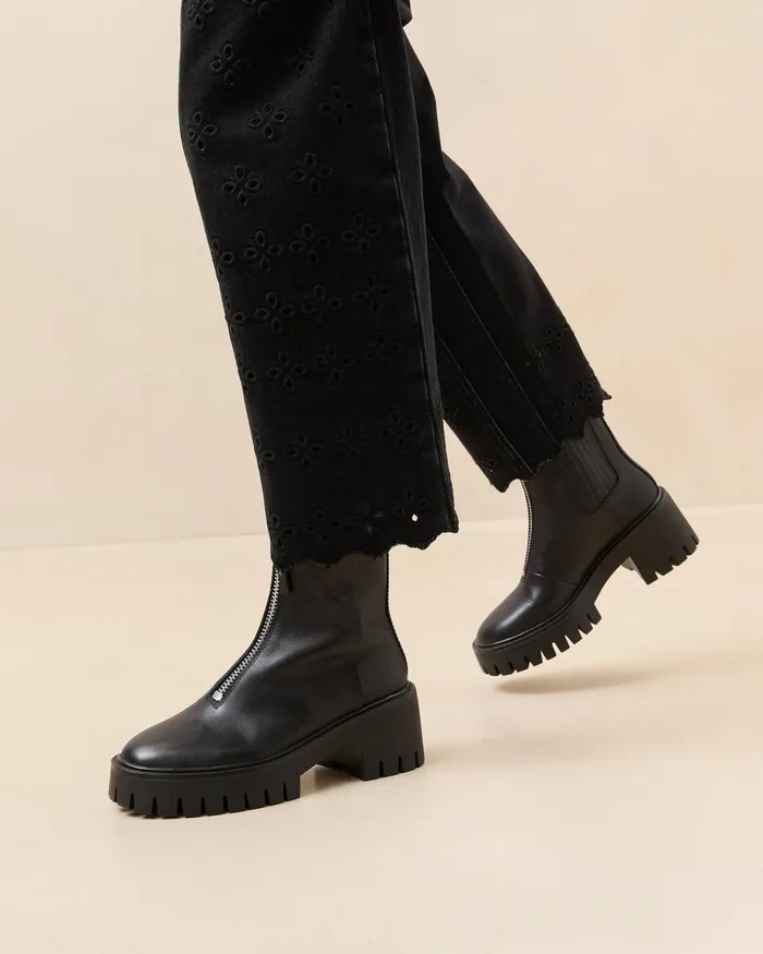 Loeffler Randall Trixie Black Leather Zip Boot Women Boots Loeffler Randall Trixie Black Leather Zip Boot Women Boots