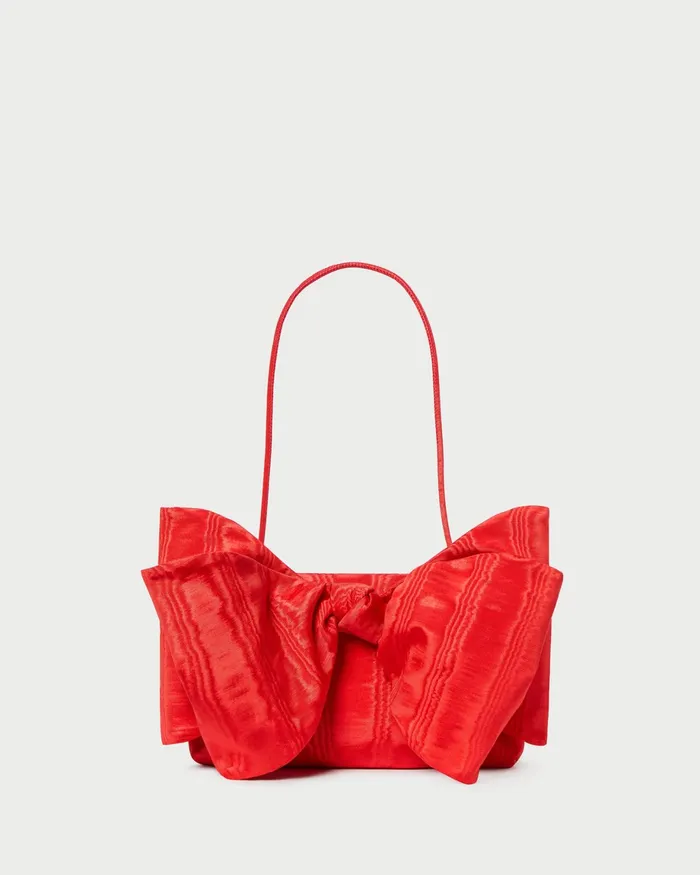 Loeffler Randall Valerie Red Moir Bow Clutch Women Clutches