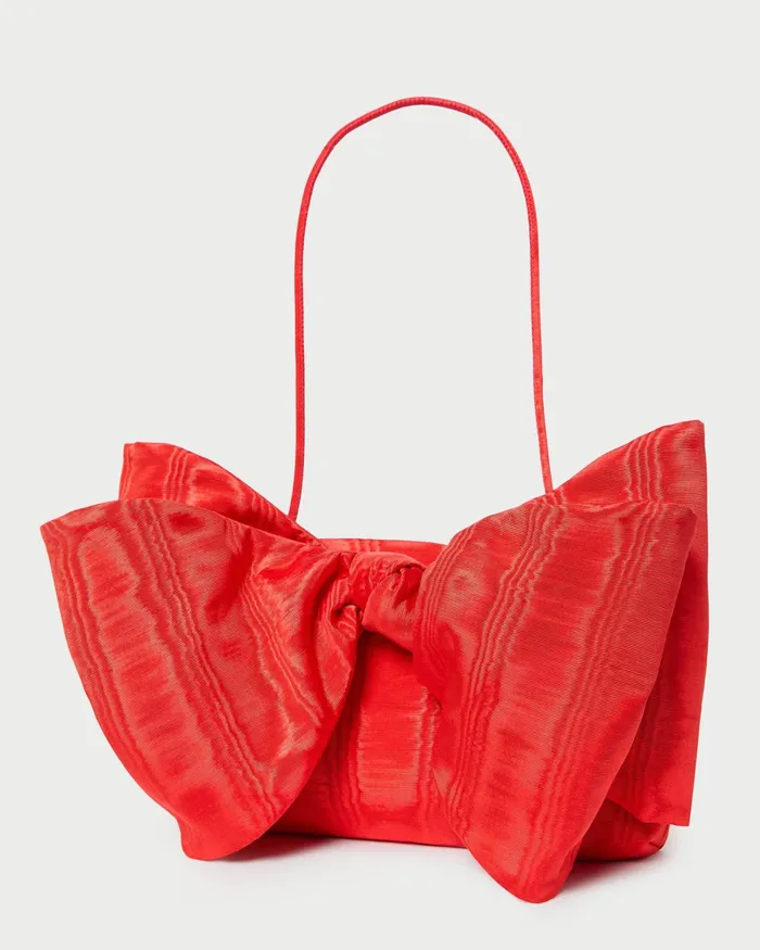 Loeffler Randall Valerie Red Moir Bow Clutch Women Clutches Loeffler Randall Valerie Red Moir Bow Clutch Women Clutches