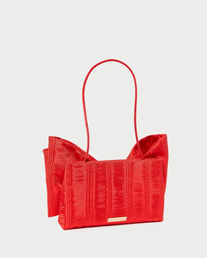 Loeffler Randall Valerie Red Moir Bow Clutch Women Clutches Loeffler Randall Valerie Red Moir Bow Clutch Women Clutches
