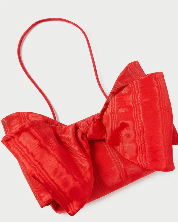 Loeffler Randall Valerie Red Moir Bow Clutch Women Clutches Loeffler Randall Valerie Red Moir Bow Clutch Women Clutches