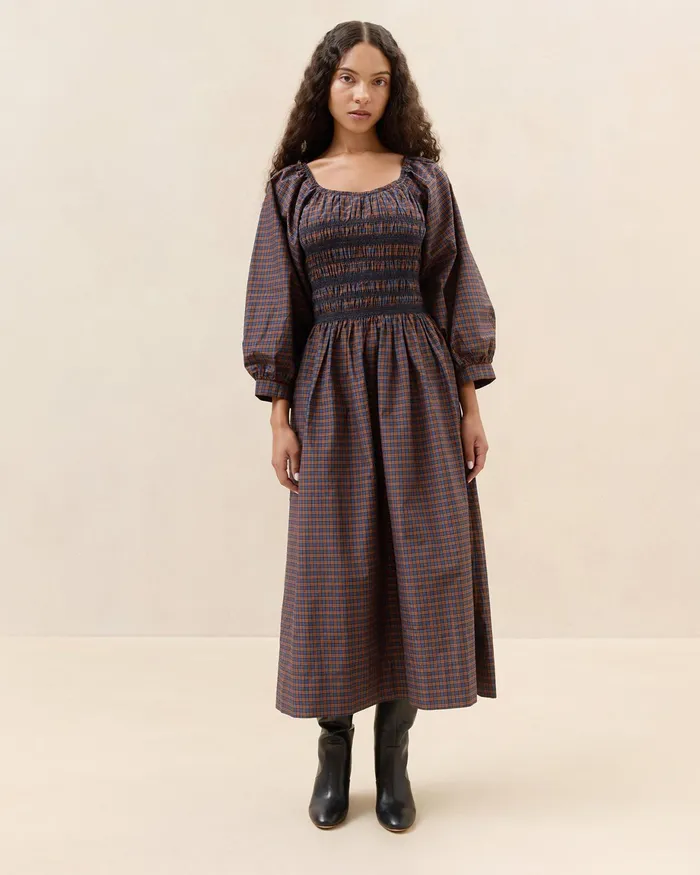 Loeffler Randall Vineta NavyRust Gathered Dress Women Dresses