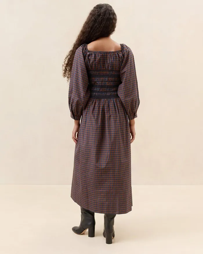 Loeffler Randall Vineta NavyRust Gathered Dress Women Dresses Loeffler Randall Vineta NavyRust Gathered Dress Women Dresses