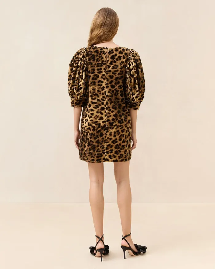 Loeffler Randall Willy Leopard Velvet Mini Dress Women Dresses Loeffler Randall Willy Leopard Velvet Mini Dress Women Dresses