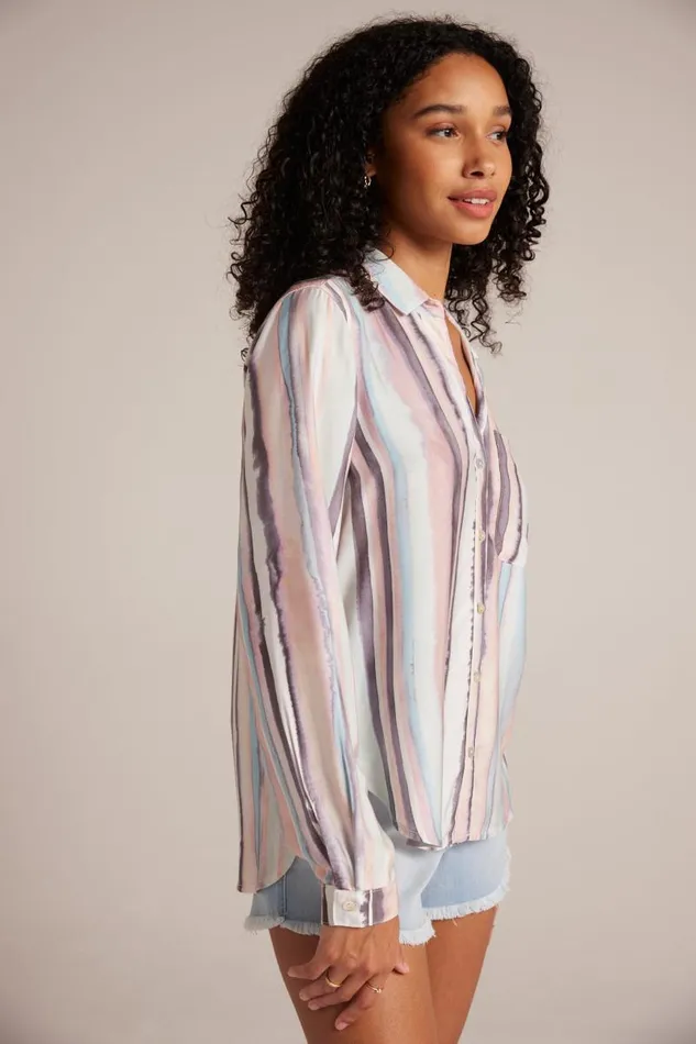 Long Sleeve Rounded Hem Button Down 8211 Coastal Stripe Print Women Bella Dahl Long Sleeve Long Sleeve Rounded Hem Button Down 8211 Coastal Stripe Print Women Bella Dahl Long Sleeve