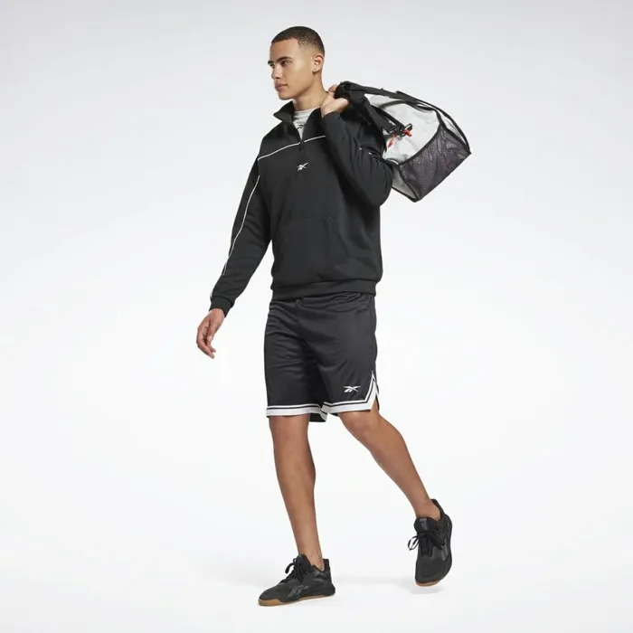 Loungewear Mens Reebok Workout Ready Doubleknit Quarter Zip Sweatshirt Black