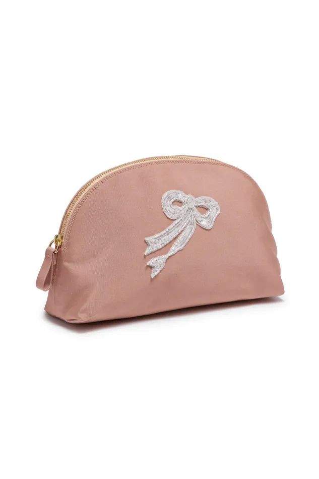 LoveShackFancy Bags Womens Le Lion Sequin Bow Pouch PINK