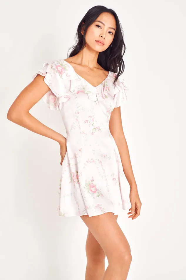 LoveShackFancy Dresses Womens Frankie Silk Mini Dress ANGELIC PINK