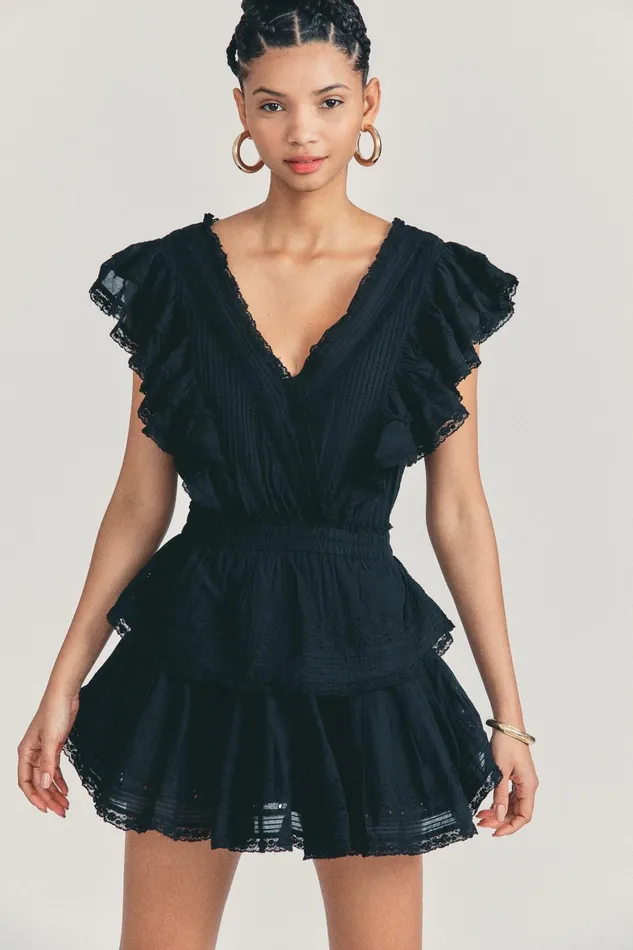 LoveShackFancy Dresses Womens Gwen Mini Dress BLACK