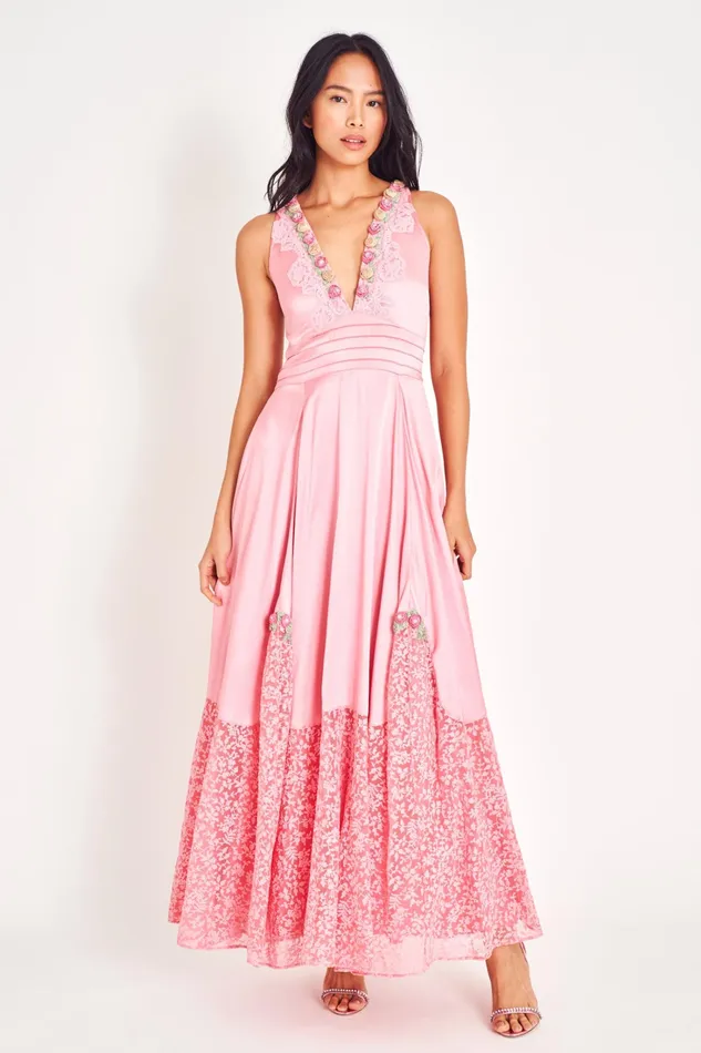 LoveShackFancy Dresses Womens Mirette Silk Gown POWDER PINK