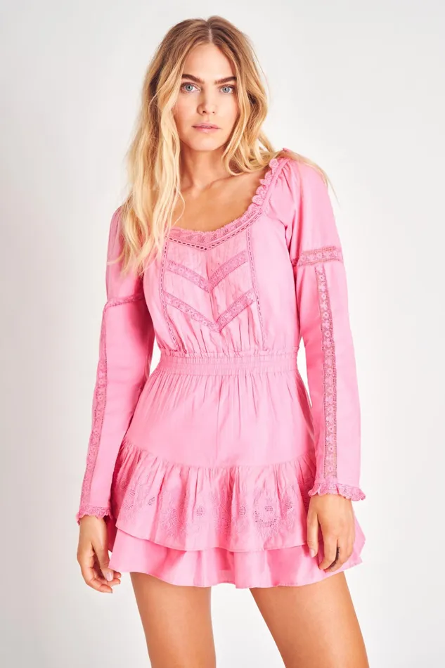 LoveShackFancy Dresses Womens Sanaya Mini Dress VIVID PINK