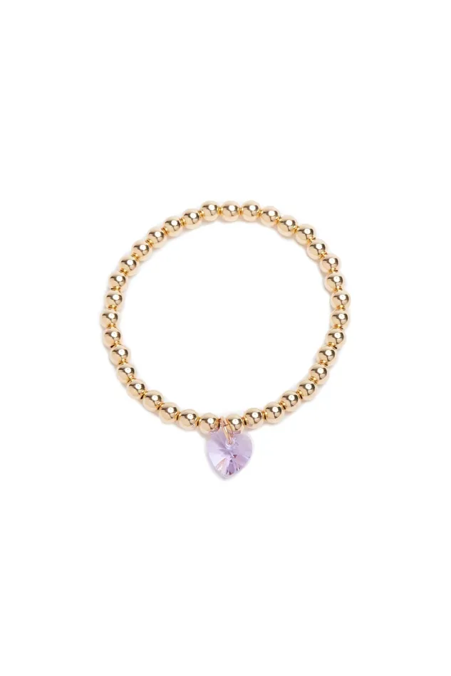 LoveShackFancy Jewelry Womens Alexa Leigh 5mm Crystal Heart Bracelet 8211 PURPLE PURPLE 8211 PURPLE