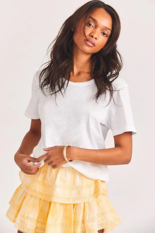 LoveShackFancy Loungewear Womens Calix Tee WHITE
