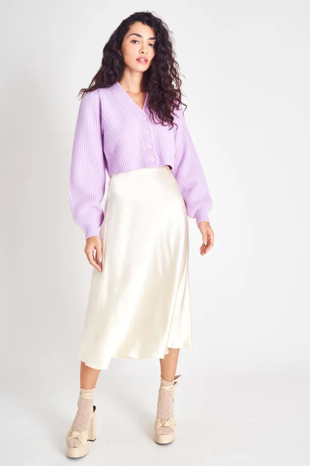 LoveShackFancy Skirts Womens Aldrin Silk Midi Skirt IVORY