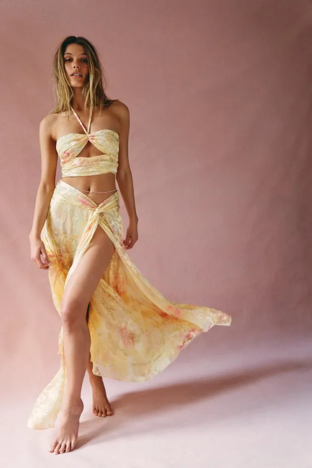 LoveShackFancy Skirts Womens Chance Maxi Skirt YELLOW MELON