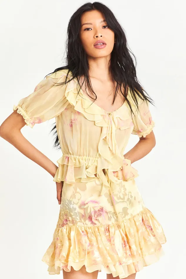 LoveShackFancy Skirts Womens Tevy Mini Skirt YELLOW MELON