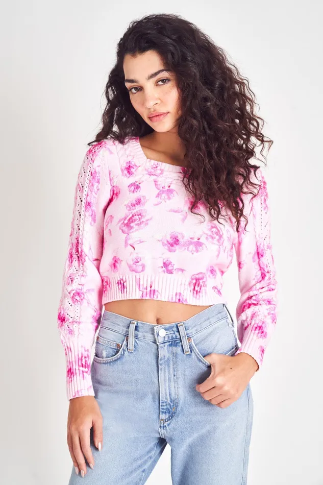 LoveShackFancy Sweaters and Knits Womens Mikki Crop Sweater PINK DREAMFIELDS